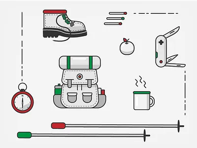 Hiking illustration icons illustration