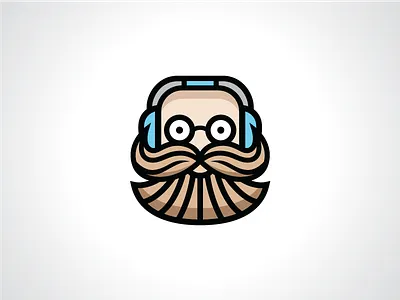 Gamer Grandpa Logo Template beard earphone game gamer grandpa logo music mustache sound template