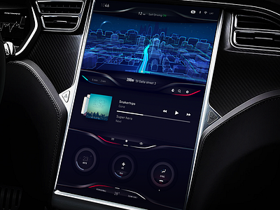 Tesla Dashboard UI/UX exploration 3d car climat cluster concept dashboard exploration line map tesla ux visual