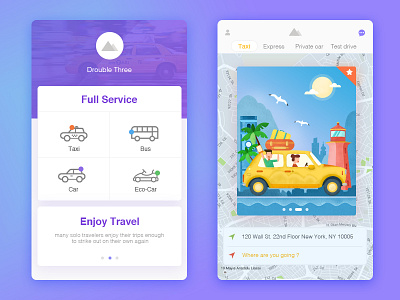 Taxi-hailing App II app car color illustration people popup taxi travel trip ui