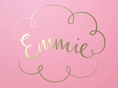 Emmie Lettering gold foil hand lettering pink