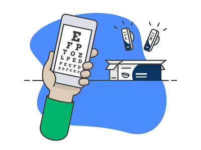 Simple Contacts 2 box contacts doctor eye glasses illustration monoline test