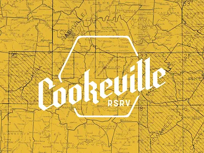 CKVL RSRV alternate map blackletter cookeville hexagon logo map tennessee type