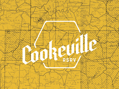 CKVL RSRV alternate map blackletter cookeville hexagon logo map tennessee type