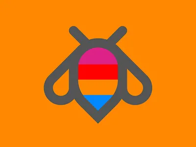 Huebee bee logo rainbow