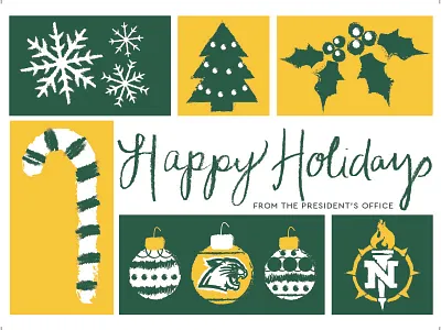 NMU Holiday Card - Option 2 christmas card green and gold holiday card nmu