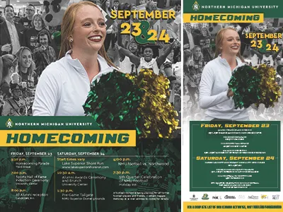 NMU Homecoming Ad ad green and gold homecoming nmu