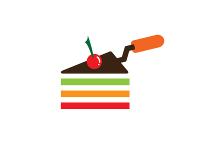 Cake Building building cake food logo shovel symbol