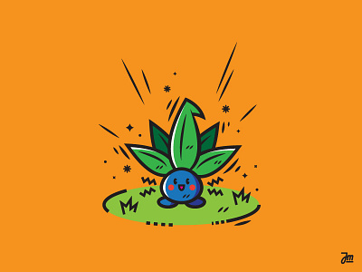 Oddish anime cute drawing flat flower illustration manga plant pokemon vector wild