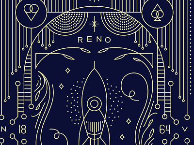 Reno Card Back Detail back brooklyn cards dark linework new york city playing reno rocket