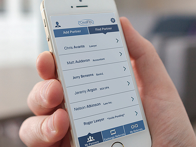 Dealflo Invite add button connect deal exchange finance ios mobile referrals ui ux visual
