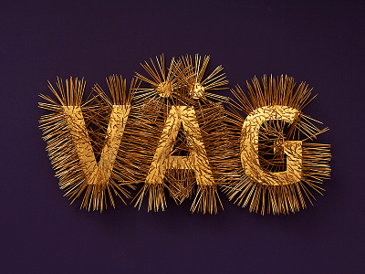 Spiky golden type typography