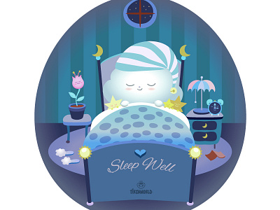 Sleeping cloud blue cloud cute illustration kids sleep