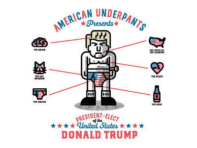 American Underpants Trump america beer brain heart illustration kitty politics trump underwear vector