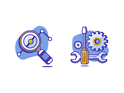 Search & Setting Icons control panel icon icondesign illustration magnify search seo setting