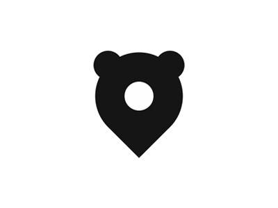 Bear pin pointer, logo design mark animals bear cub panda flat 2d geometric location logo logo design map pin pointer travel traveling travelling vector icon mark symbol wildlife wild life yogi boo boo zoo