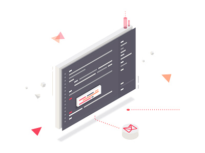 Illustration — The code 3d code development iso isometric window