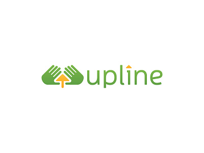 Upline Logo Design arrow creative earning flat green hands logo minimal money negative space simple trade