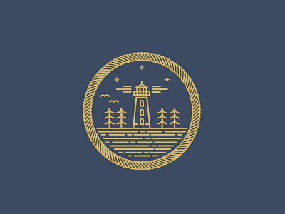 Lighthouse badge icon iconography illustration lighthouse line rope vintage