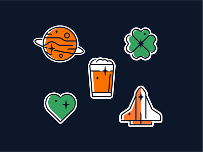 Starbase Icons badge beer branding browing clover craft beer design fourleaf heart icon icon set illustration ipa logo lucky mars planet rocket stars vector