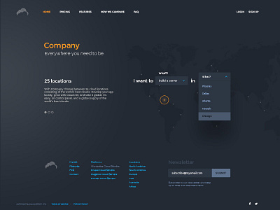 Cloud company marketing website form grey homepage navigation noscroll orange ui ux website