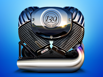 engine icon app blue engine icon mechanics metal motobike realistic