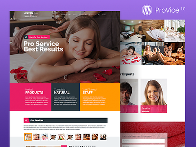 ProVice WordPress Landing Page Theme bakery beauty bread cupcake hair icecream massage parlor salon spa therapy