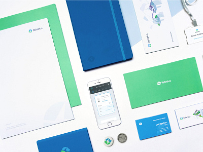 Retrolux Brand Material blue brand business card design green identity interface lighting materials platform