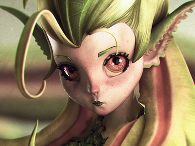 Nature Spirit 3dsmax anime character girl nature photoshop vray zbrush