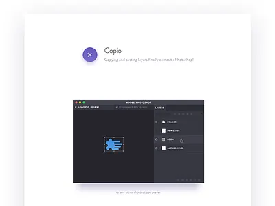 Copio website adobe copio extension flat landing photoshop pluginmate script tool web website