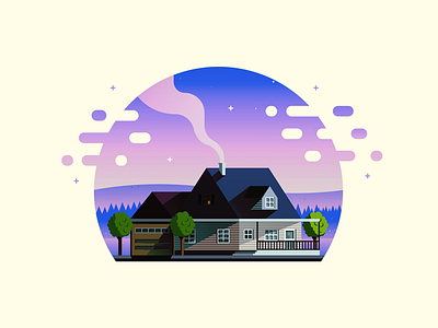 HouseViews design dream exploration illustration landscape night slick sunrise vector water