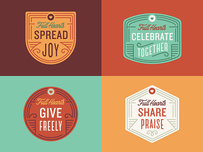 ThankFull Hearts badge heart icon orange red sticker thanksgiving typography yellow