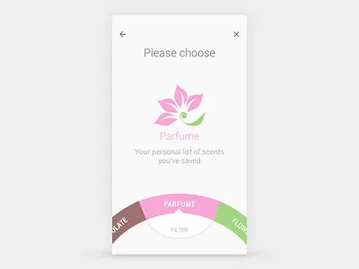 Filter screen with unusual navigation wheel filter moible navigation screen ui ux wheel