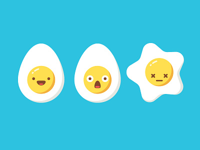 Eggcellent dead eggs emoji flat food happy illustration shocked