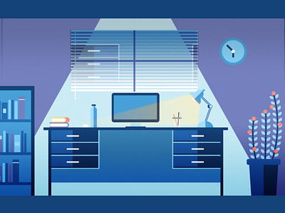 Office Scene Assets assets books clock desk monitor office plant scene