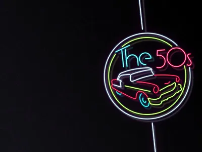 Decades - The 50s 50s ami cadillac fifties neon retro taptv vintage