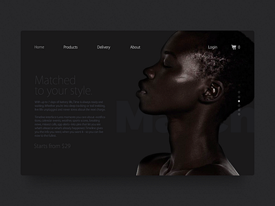 Matched to your style black clean landing minimal site slide type typography ui ux web