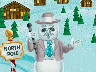 Leon children christmas elf illustration kids north pole snowman tree