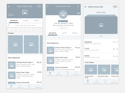Menu page UX exploration ios menu prototype ux wireframes