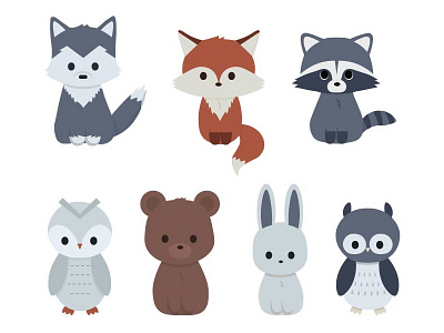 Forrest Animals animals character design cute forrest fox furry icons illustration vector wolf