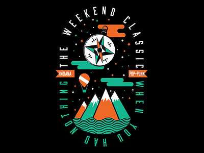 The Weekend Classic Mountains band clouds compass merch mountains orange pop punk seafoam shirt stars the weekend classic waves