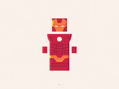 Ironman anybuddy character design flat geometric ironman marvel minimal