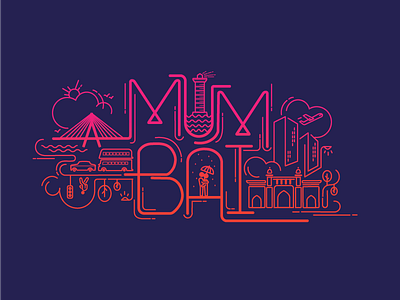 City of Mumbai city cityscape gradient illustration india line lineicon mumbai poster ui