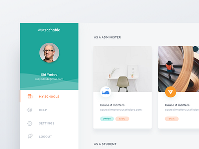 Teachable User Dashboard course dashboard help icons illustration management profile school