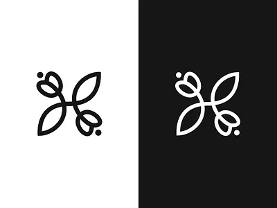 H flowers h leaf letter lettering logo mark monogram symbol tulip