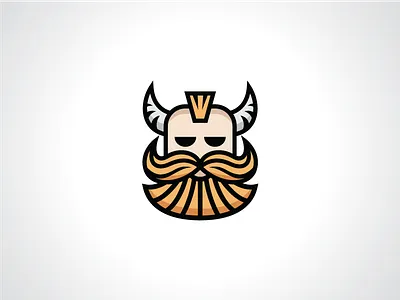 Horned Man With Beard Logo Template beard bearded horn horned logo logo design logo template man manly mustache template viking