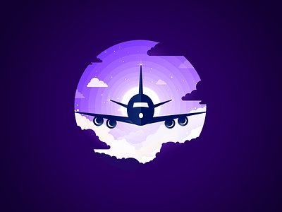 Night Aircraft aircraft clouds dark flight height illustration inspiration inspire inspired landscape nature negative night proart prokopenko sky soar stars trend violet