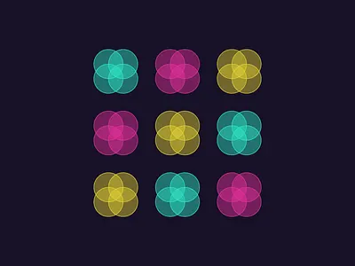 45% bold circles colour dark green light opacity pink yellow