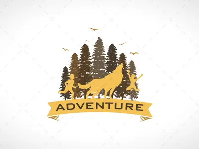 Outdoor Adventure Wolf Logo For Sale Online adventure camping fun kids logo outdoors sale wolf