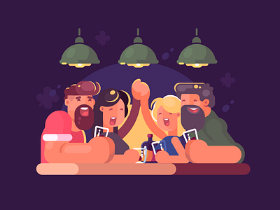 Friends at the bar bar drink enjoyment flat friend happy illustration kit8 people smiling together vector